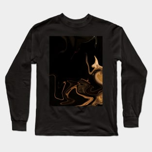 Gentle Gold Ripples  - Digital Liquid Paint Swirls Long Sleeve T-Shirt